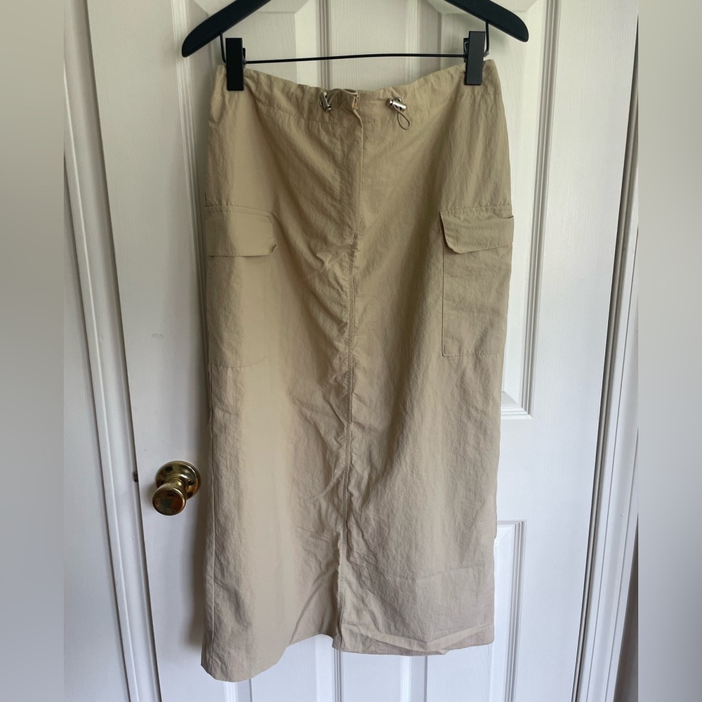 Beige Cargo Maxi Skirt